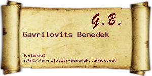Gavrilovits Benedek névjegykártya